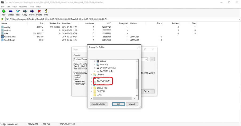 Select the drive and click ok